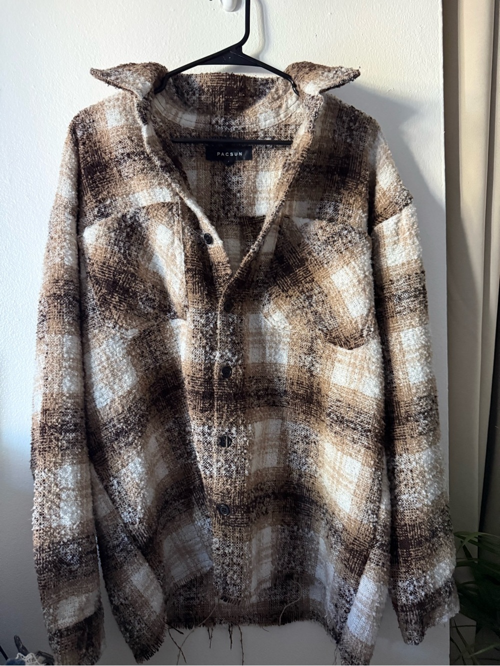 PacSun Brown Plaid Shacket Jacket